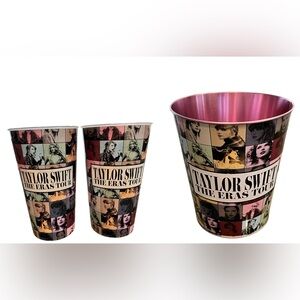 Set Of TAYLOR SWIFT THE ERAS TOUR Cups & Tin Bucket AMC EXCLUSIVE Swifties